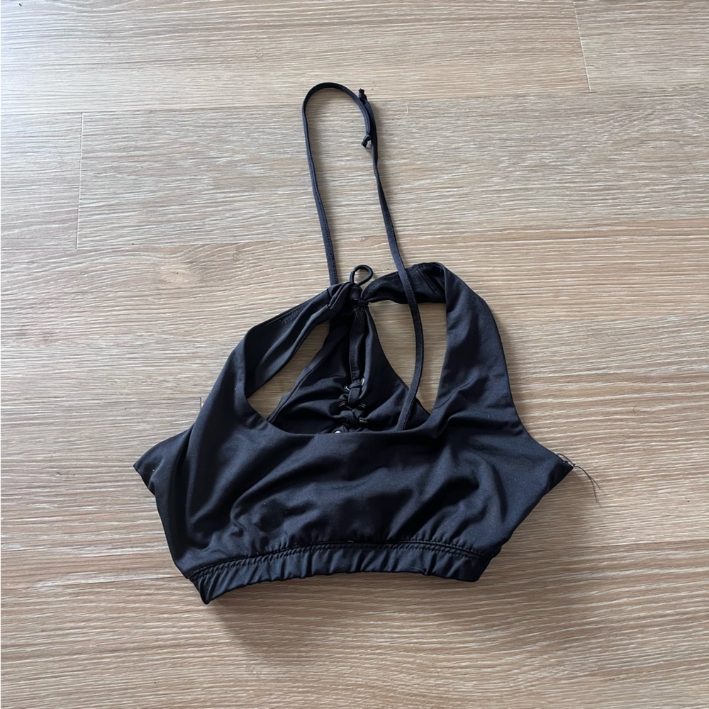 True black crisscross sports bra style Racerback bikini top